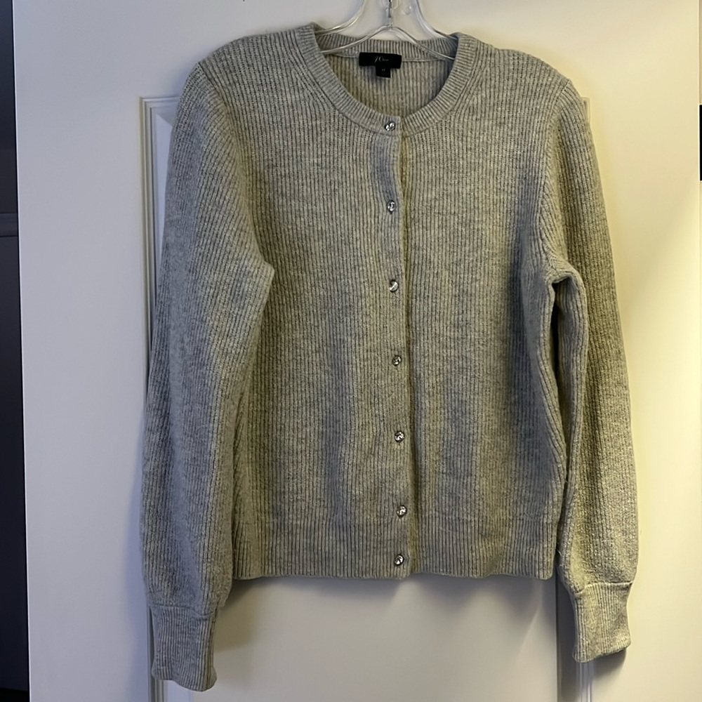 J crew soft cardigan with crystal buttons